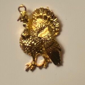 Vintage gold-tone Thanksgiving turkey pendant